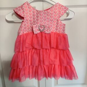 Haute Baby Pink Party Dress 3T Toddler Little Girls Heart Short Sleeve
